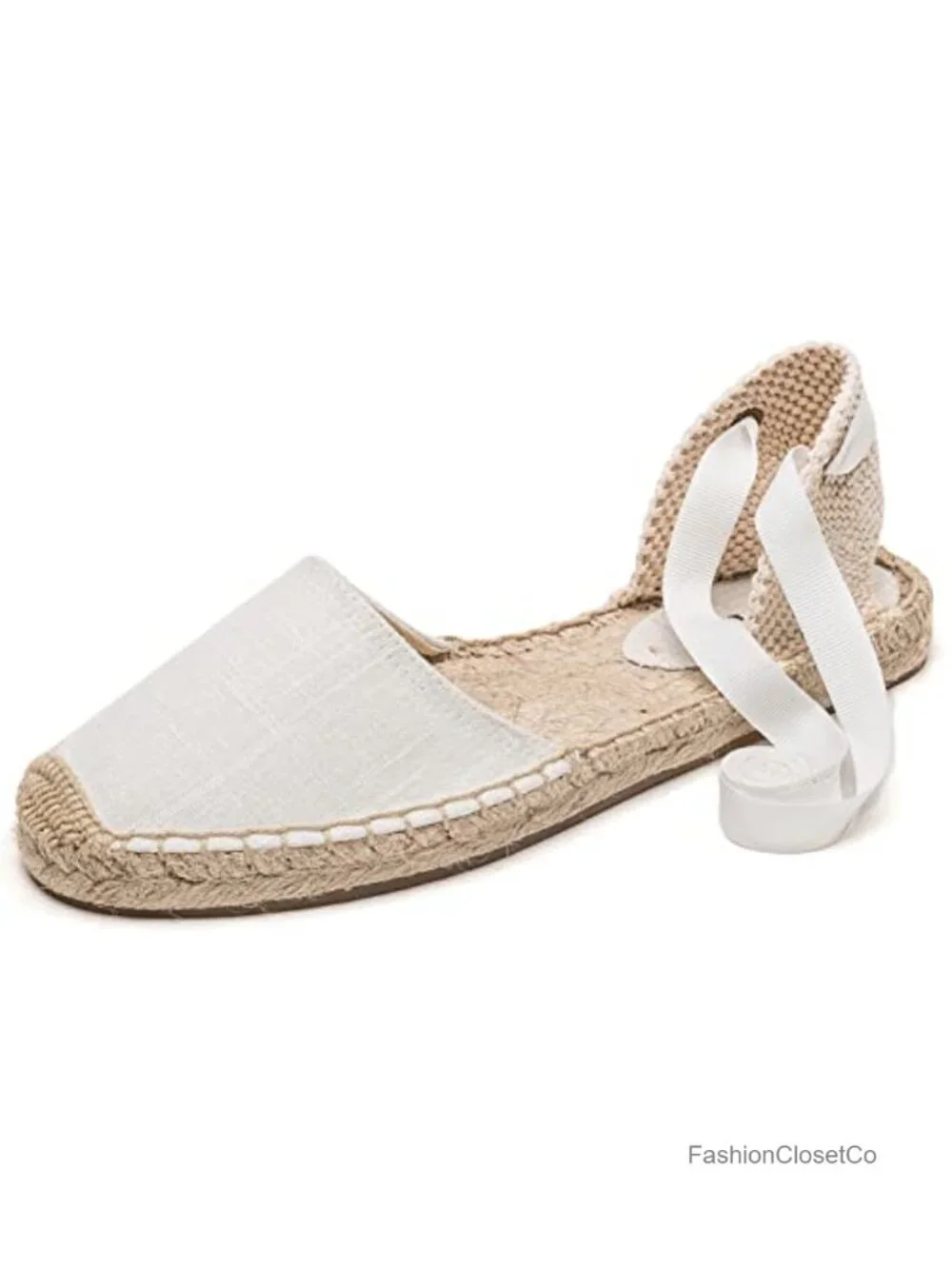 Women's Espadrille Flat Sandals Closed Toe Ankle Wrap Lace Up Dressy Summer